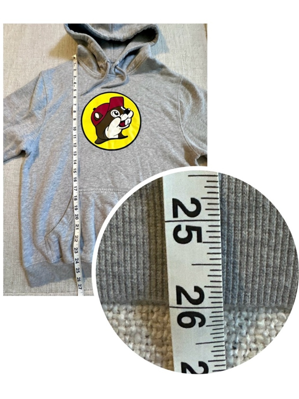 BUC-EE’S Gray Logo Hoodie Sweatshirt Whimsical Athleisure Active Comfy Unisex M - Picture 9 of 11